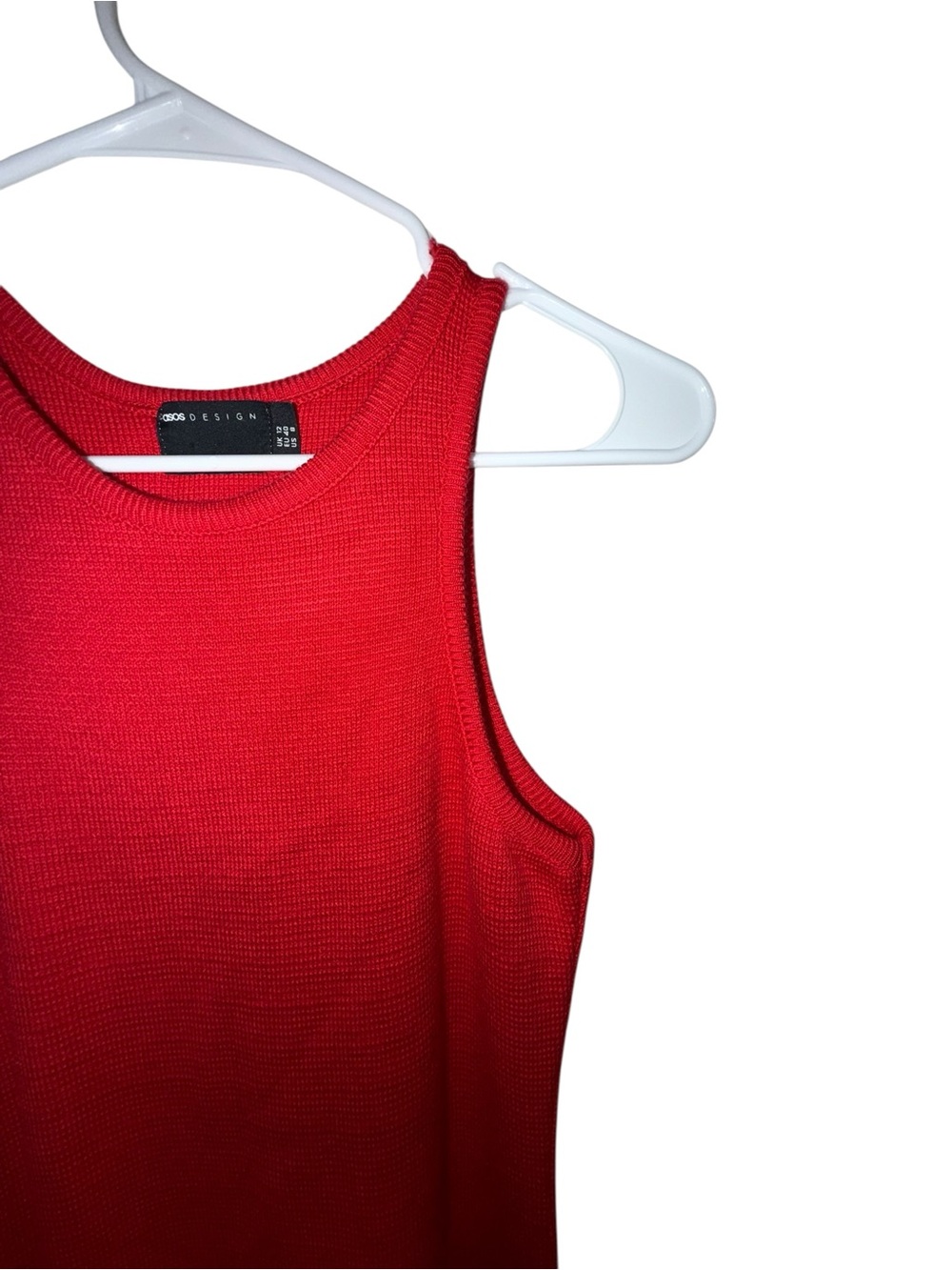ASOS Red Ribbed Tank Midi Dress - Picture 2 of 5